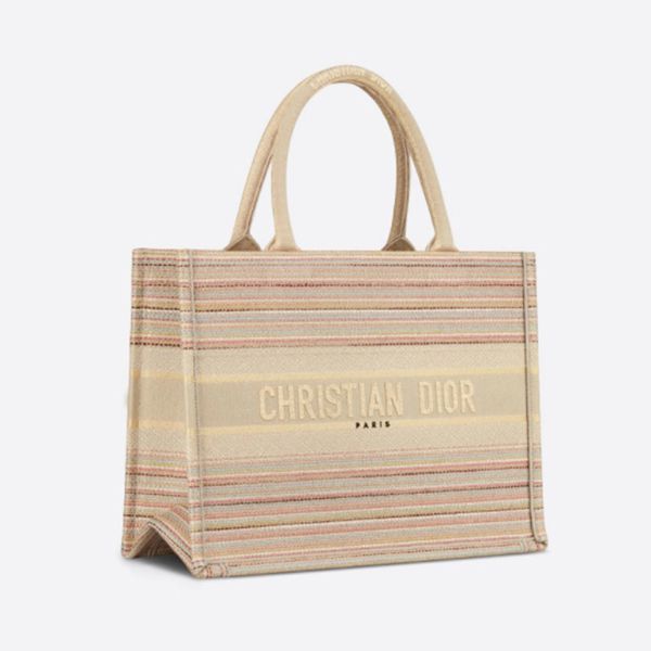 ディオール ブックトート スモールバッグ ストライプコピー 刺繍M1296ZRFO_M885